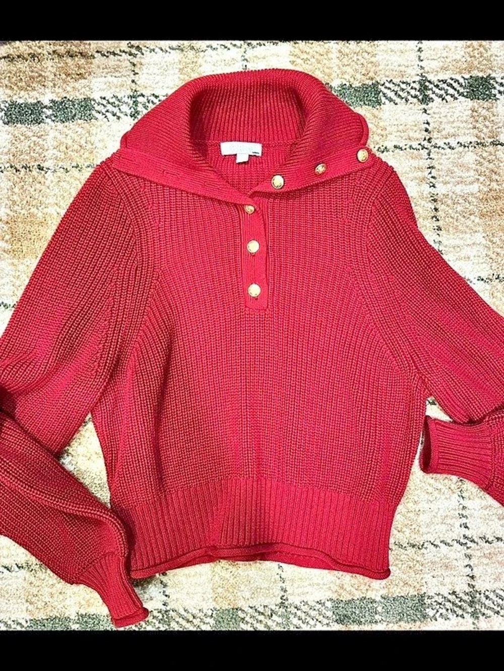 J.Crew Ribbed cotton button-collar sweater Red